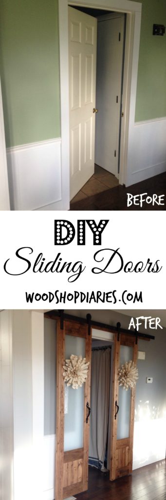 Turn an old hollow core door into French sliding doors AND DIY hardware for about $100