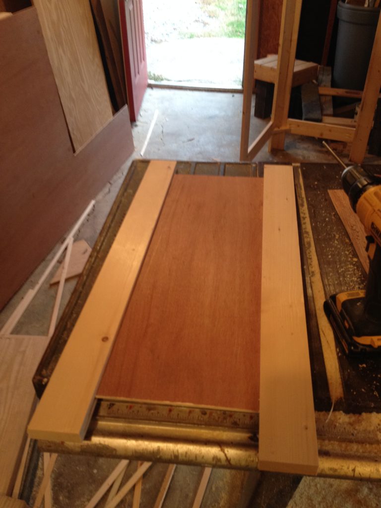 Shaker cabinet doors dry fit into side frame dadoes