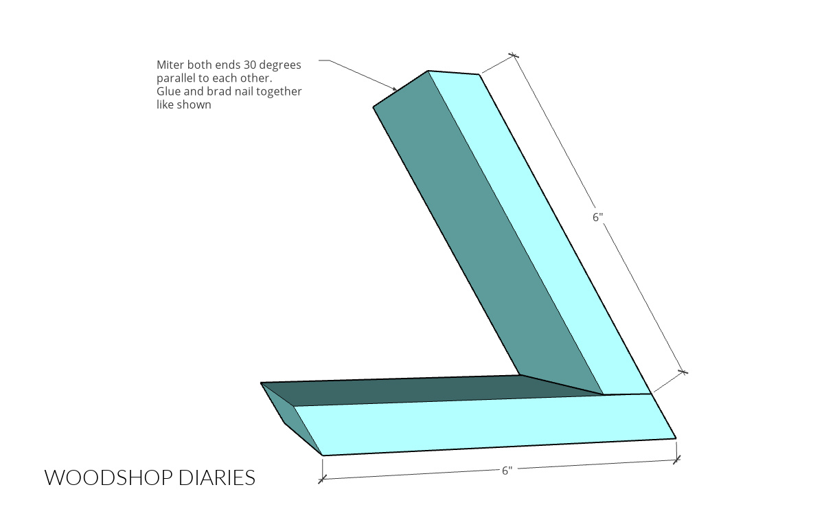 Diagram of wooden snowflake point subassembly part