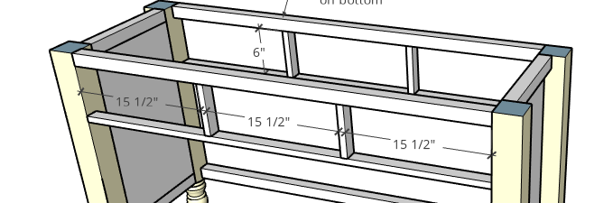 Drawer front spacing example for framed inset drawer fronts