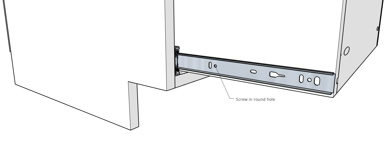 Install middle drawer slide screw into slides