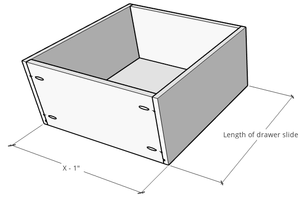 Overall dimensions of DIY Drawers--dimensions for how to build drawers
