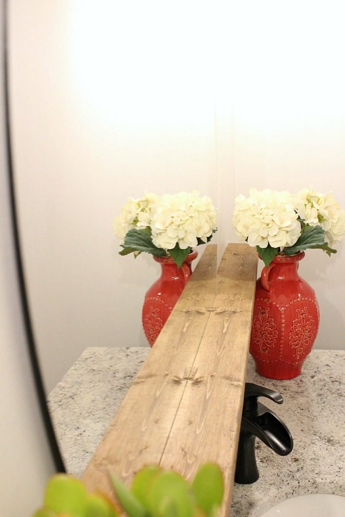 This DIY floating shelf mirror is so easy to make, but makes a huge impact--Woodshop Diaries