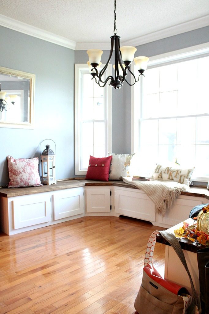 Built in kitchen nook with shaker cabinet doors