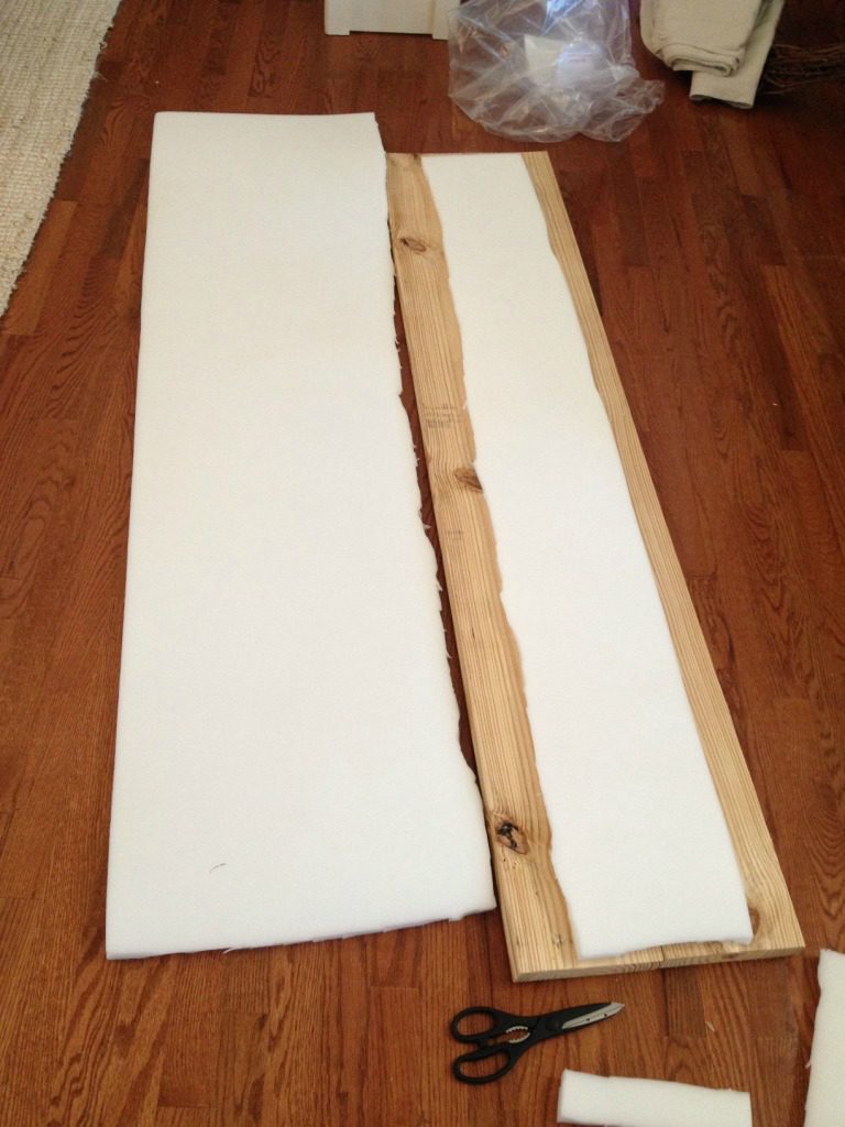 Foam cut to fit onto upholstered bench top