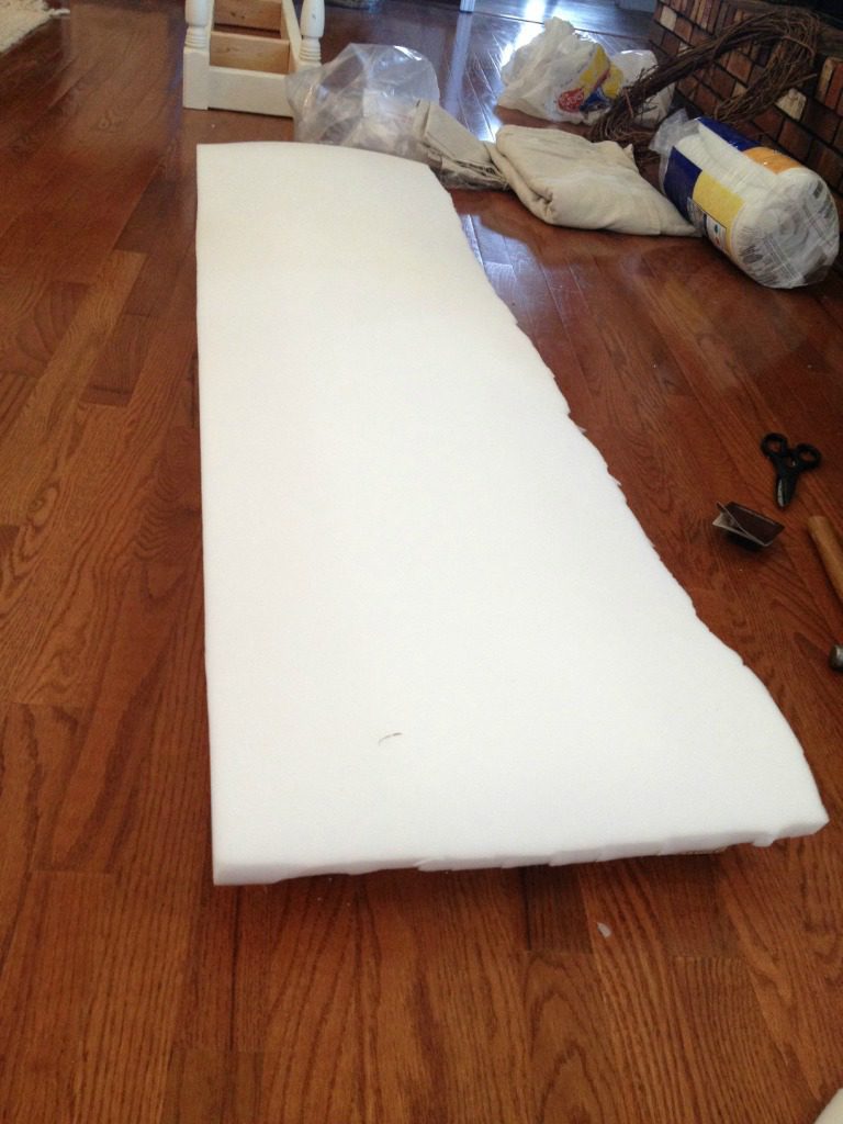 Cut foam to size to fit over bench seat