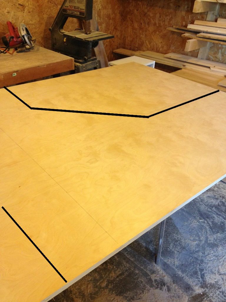 Corner desk top plywood layout for top piece