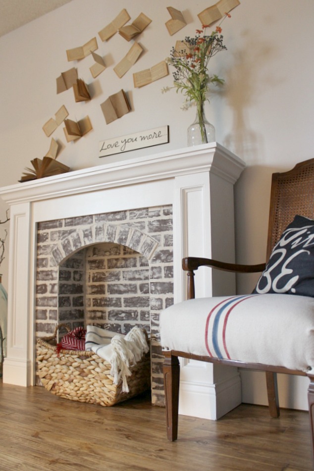 Faux shop brick fireplace