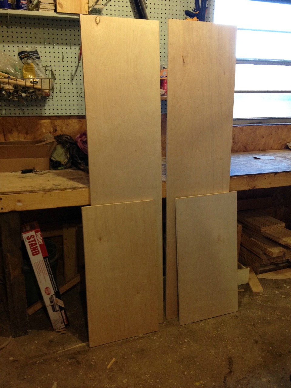 Bookshelf carcass plywood pieces cut to size ready for assembly