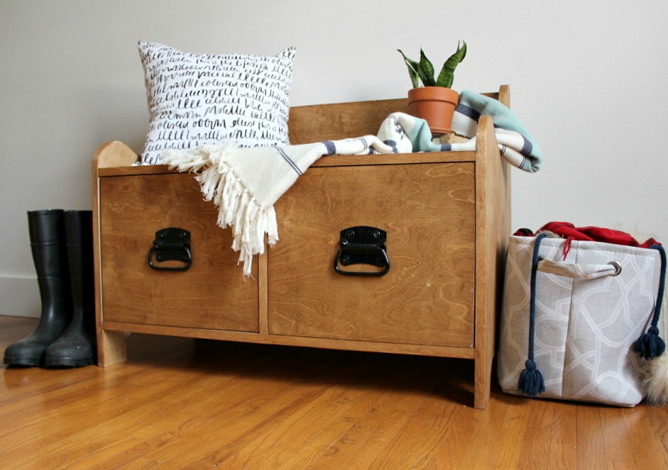 Pottery Barn Inspired DIY Entryway Storage Bench--#PlywoodPretty Challenge