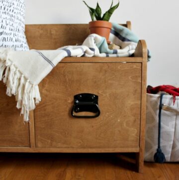 Pottery Barn Inspired DIY Entryway Storage Bench--#PlywoodPretty Challenge