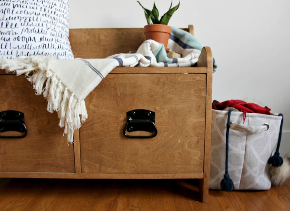 Pottery Barn Inspired DIY Entryway Storage Bench--#PlywoodPretty Challenge