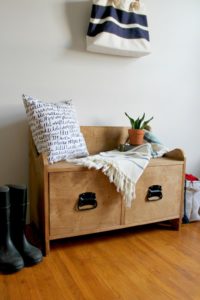 Pottery Barn Inspired DIY Entryway Storage Bench--#PlywoodPretty Challenge