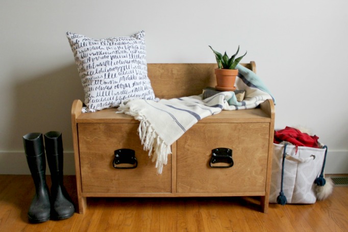 Pottery Barn Inspired DIY Entryway Storage Bench--#PlywoodPretty Challenge