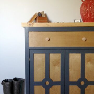 DIY Entryway Cabinet or Shoe Cabinet with a super cool door design!