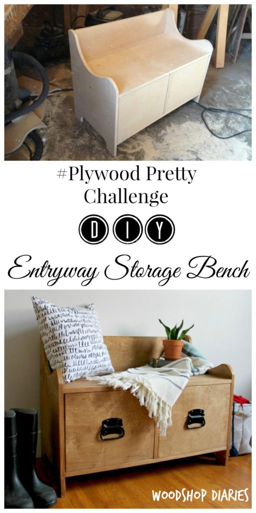 Pottery Barn Inspired DIY Entryway Storage Bench--#PlywoodPretty Challenge