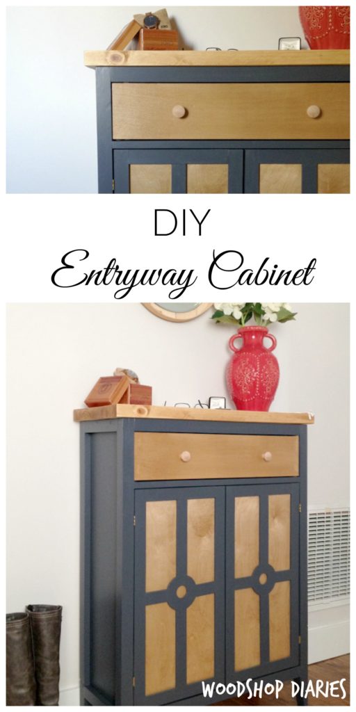 DIY Entryway Cabinet or Shoe Cabinet with a super cool door design!