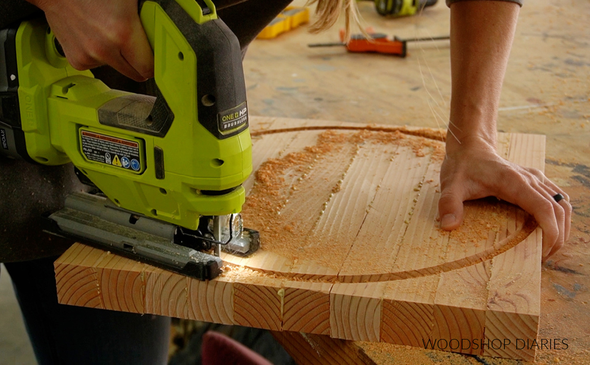 Using Jig saw to cut circle out of glued up panel