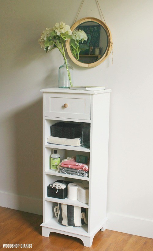 Linen Shelf Cabinet Storage With Drawer, How To Build A Storage Cabinet With Drawers