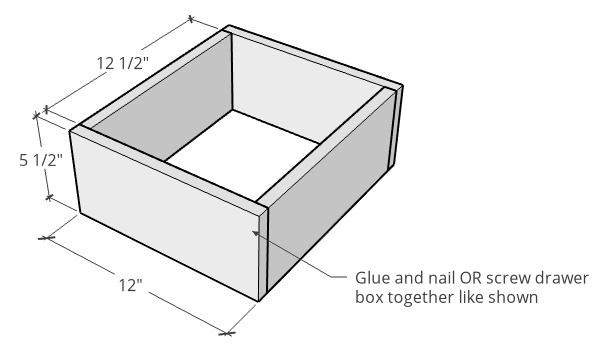 drawer box diagram for linen shelf cabinet