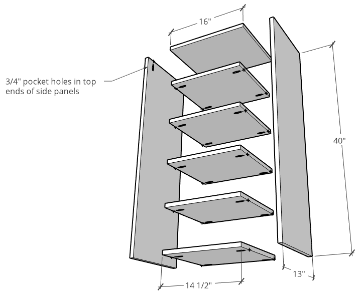 Linen shelf assembly exploded diagram of parts