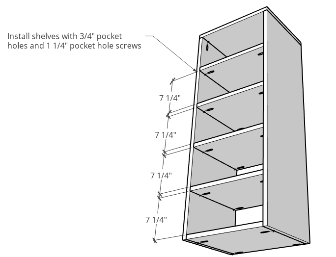 DIY Tall Linen cabinet shelf with shelves installed vertically