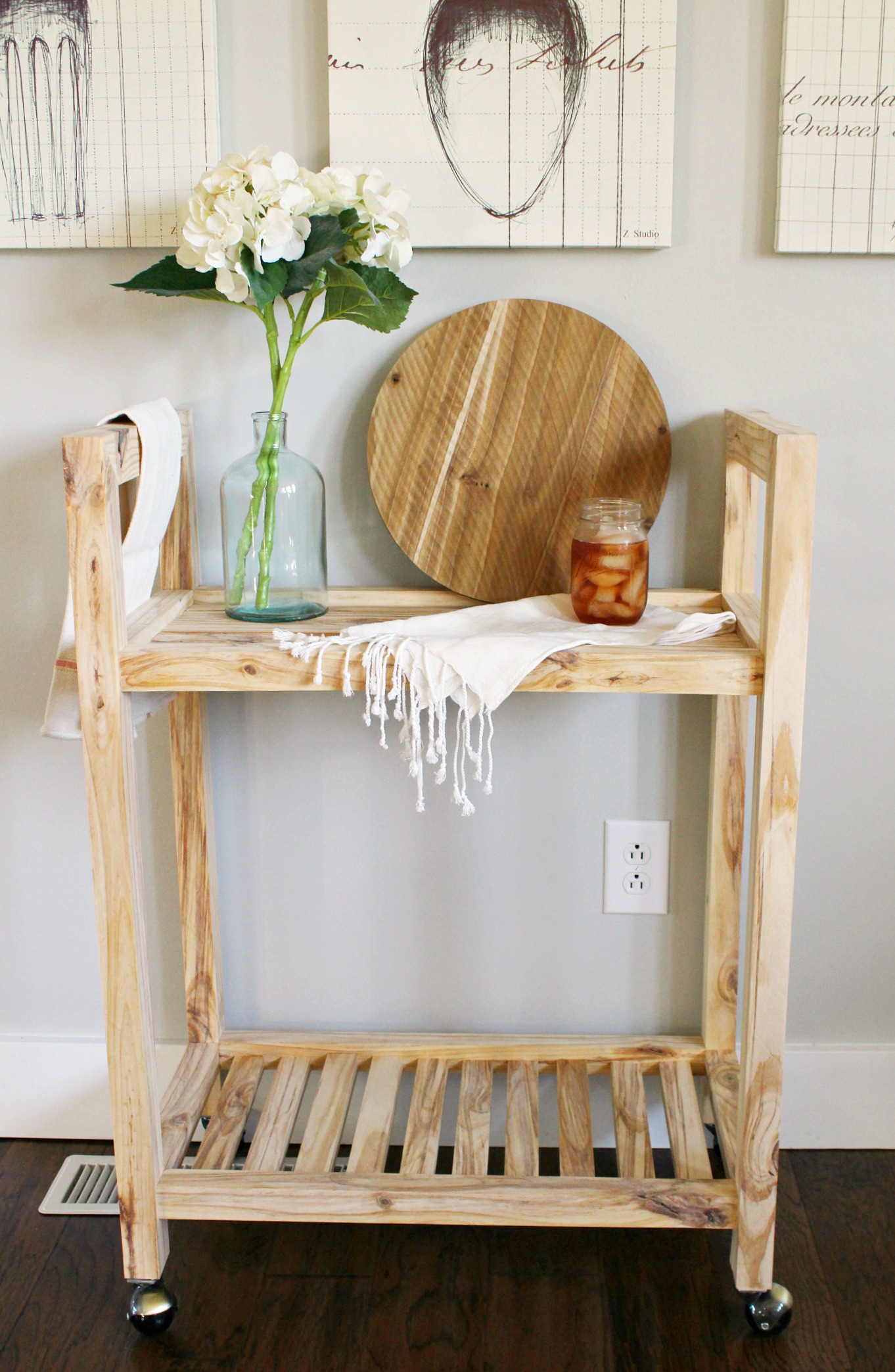 DIY Bar Cart from 2x10 with slatted trays