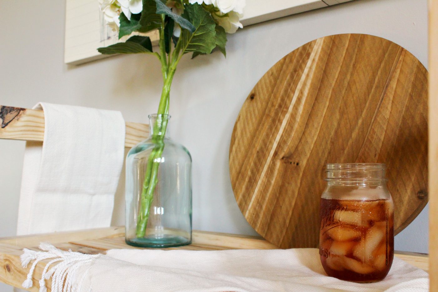 Close up of Iced Tea on Bar Cart Top Tray