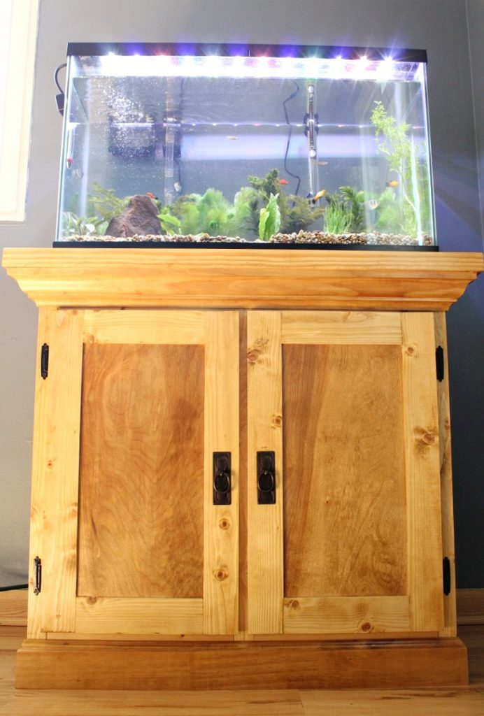 Simple DIY Aquarium Cabinet Stand with Aquarium tank stocked