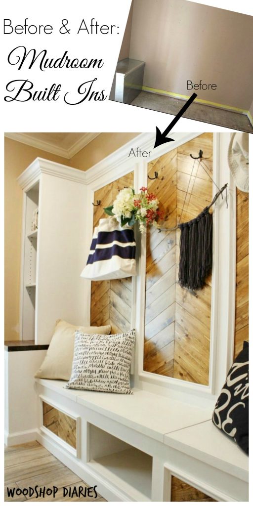 Before and After: DIY Mudroom Built Ins Transformation with Shoe Bench, Open Shelving, and Wall Hooks