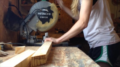 Cutting bar cart legs to length on miter saw