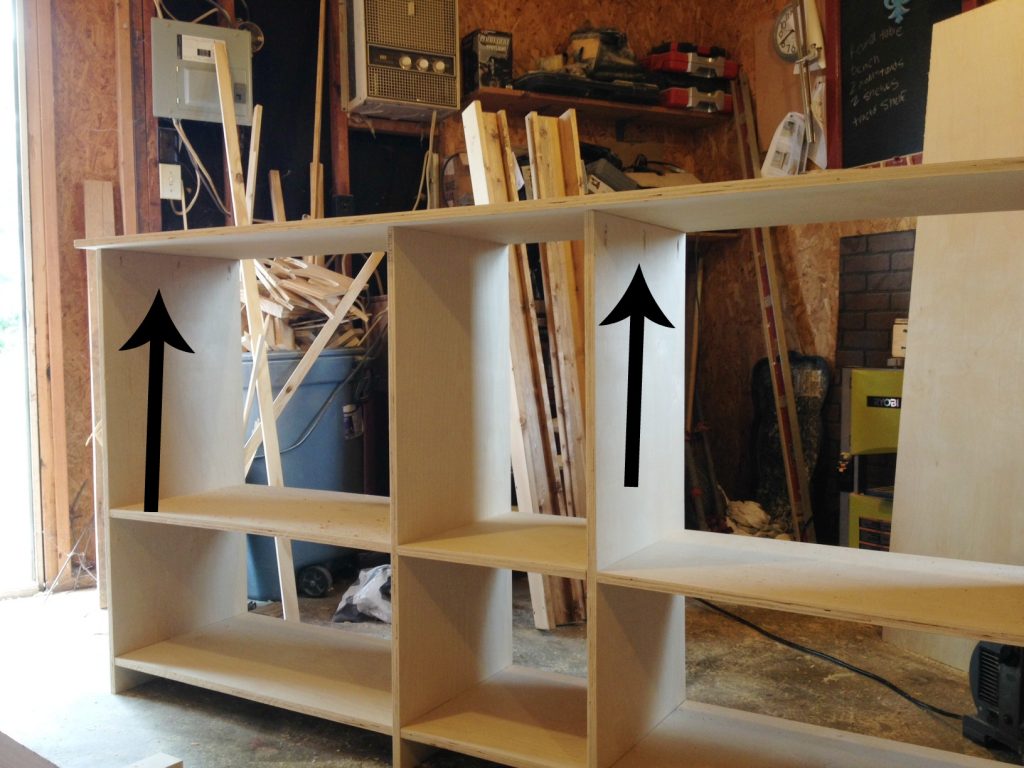 Adding top of storage cabinet console using pocket holes and screws