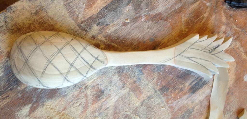 How to carve a wooden pineapple spoon