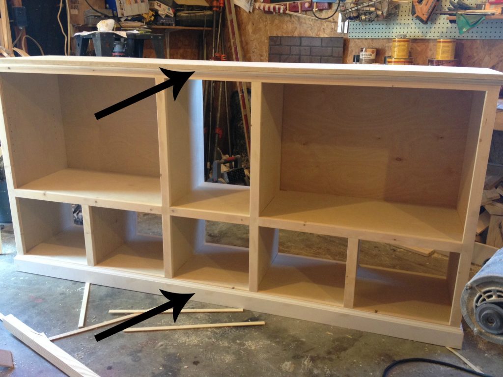 Add Cove molding and baseboard to trim out storage console