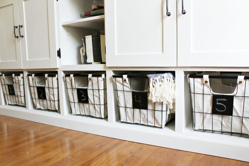 DIY Storage Console -{With Cabinets, Shelves, and Cubbies!}