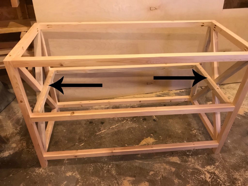 Add middle shelf supports to X Base Console Table