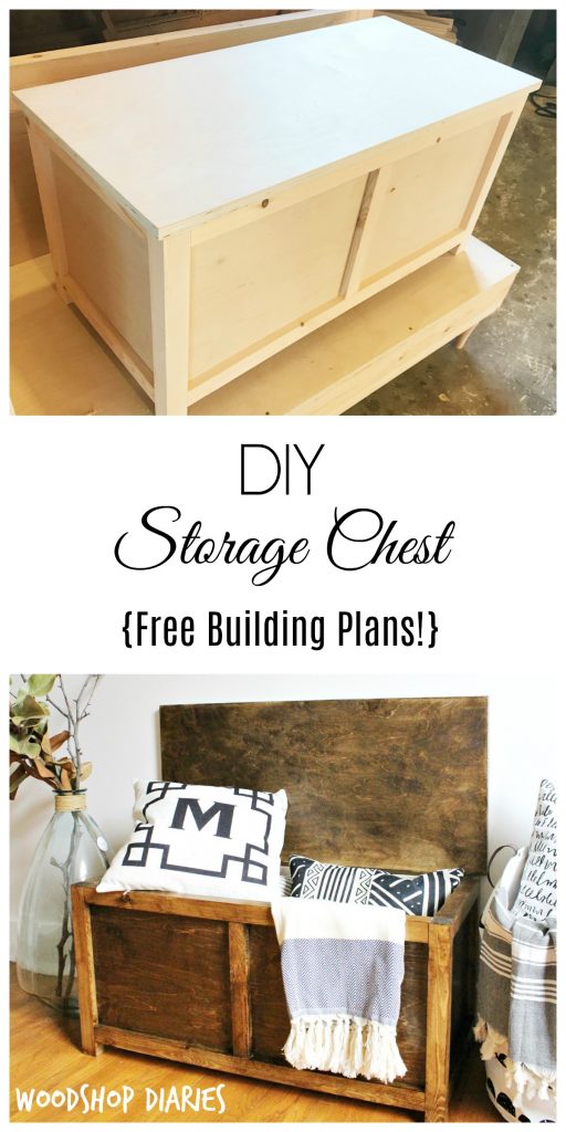 How to build a simple DIY Storage Chest. Get the free building plans for this easy to make trunk that you could use for toy storage, a coffee table, entryway bench, or even a keepsake box!