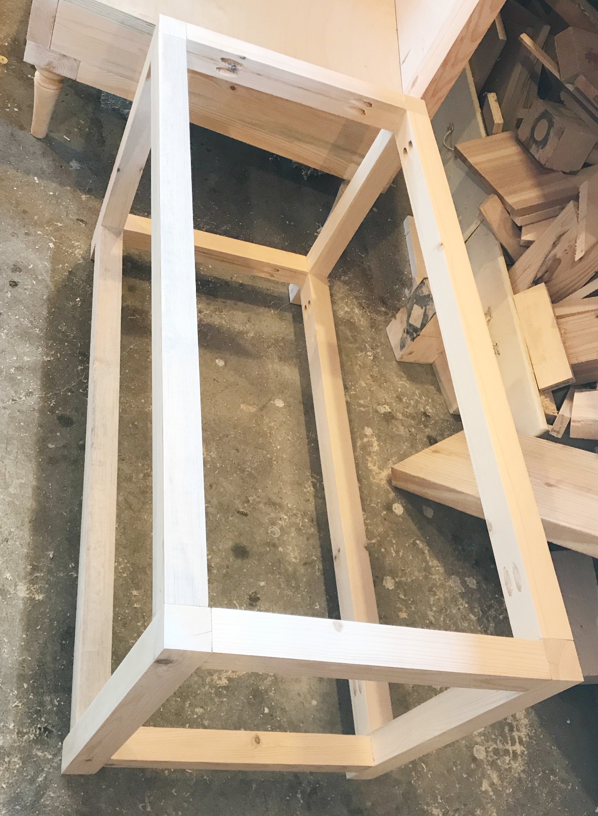DIY Storage chest frame assembled together