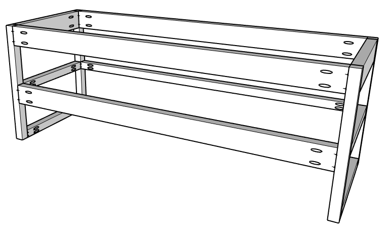 Floating vanity assembly diagram showing back frame