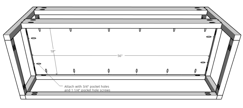 Floating console with plywood shelf assembly diagram