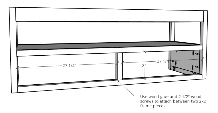 Install middle divider for drawers in floating console