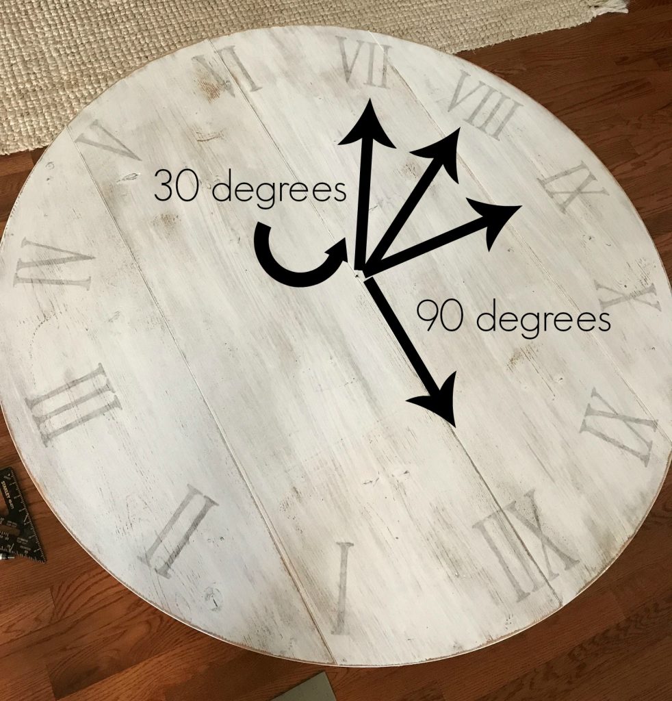 Add numbers to DIY rustic wood wall clock