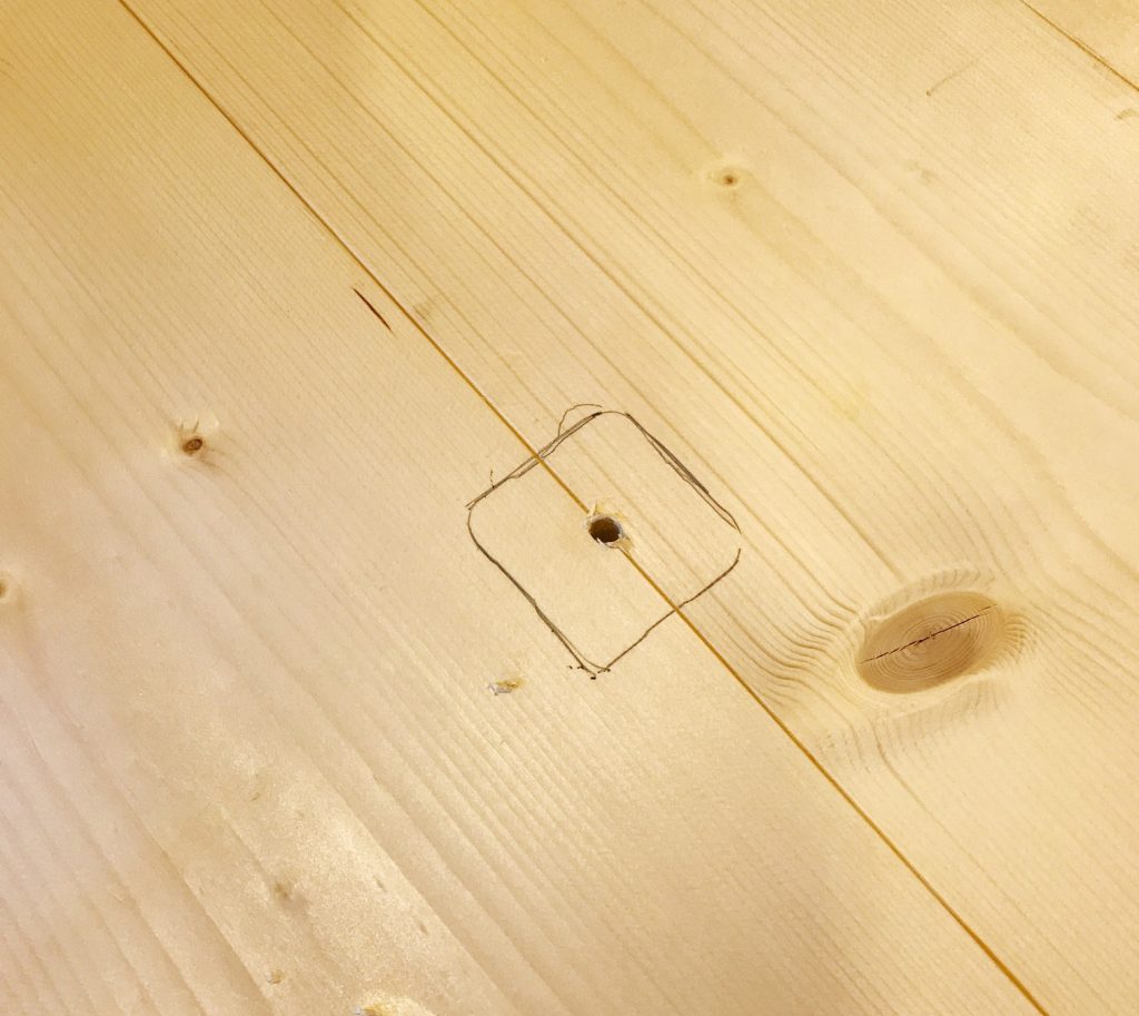 Trace clock movement onto DIY wood clock