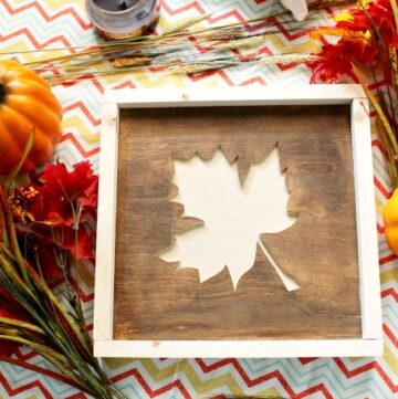Super easy DIY fall leaf sign from wood scraps