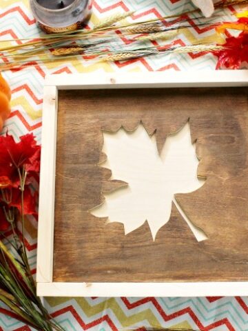 Super easy DIY fall leaf sign from wood scraps