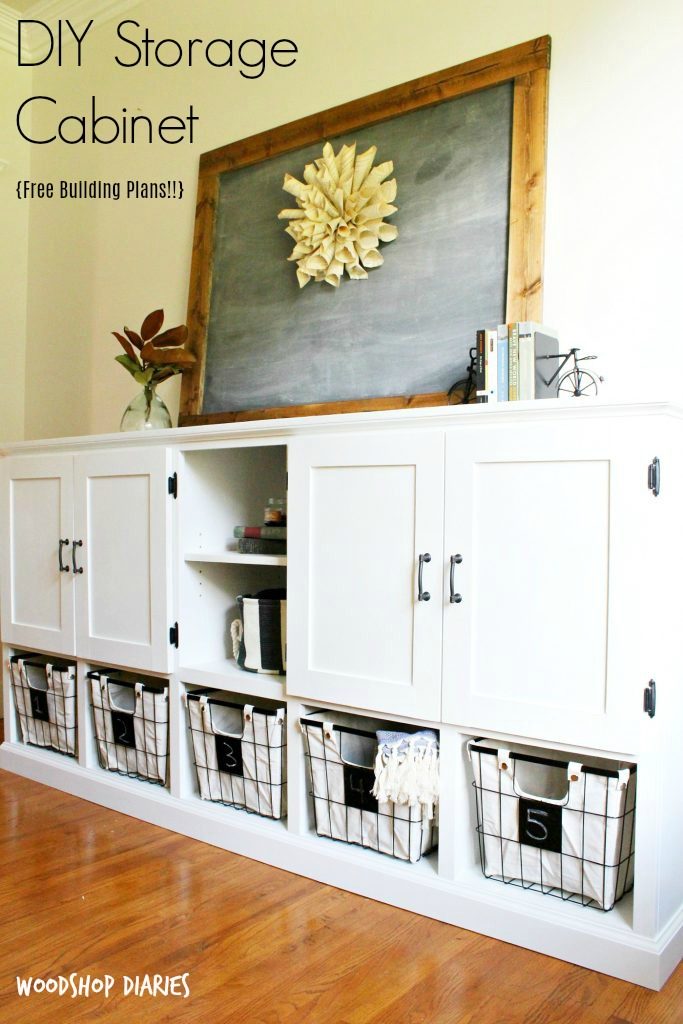 DIY Storage Console -{With Cabinets, Shelves, and Cubbies!}