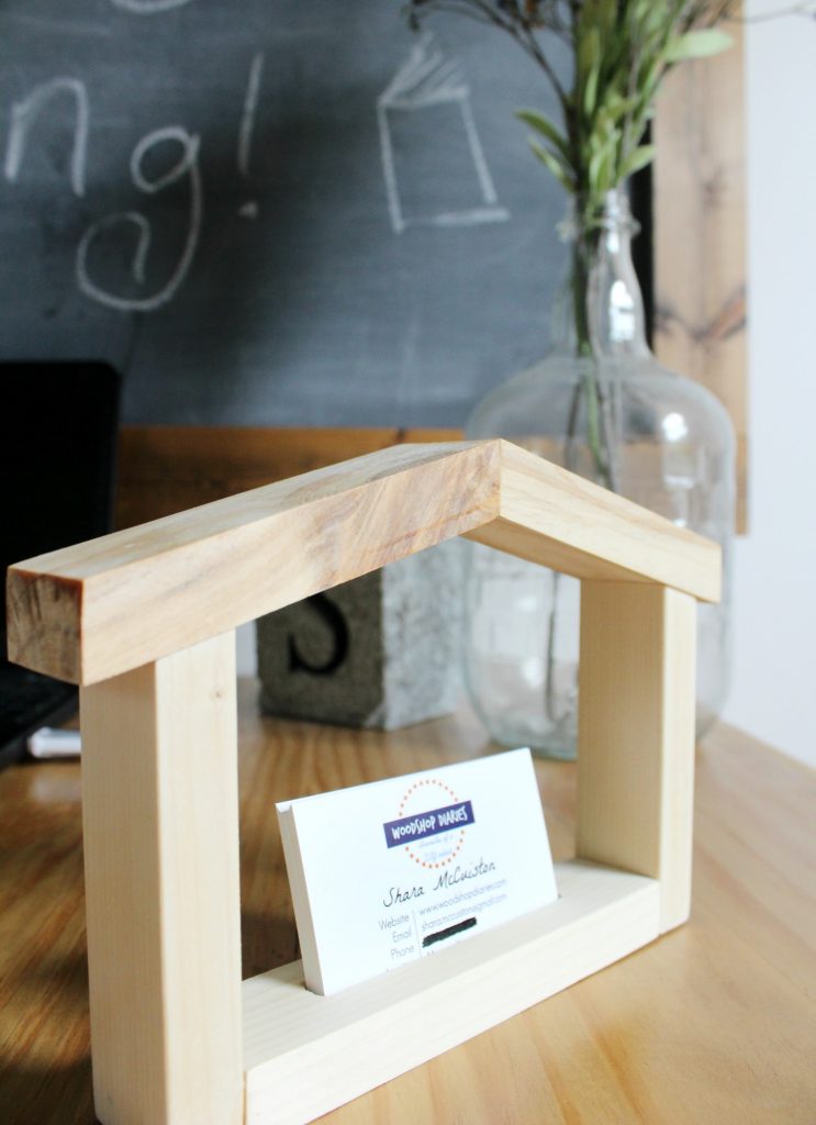 Scrap wood business card holder shaped like a house! Perfect for realtor, interior designer, contractor, etc. How cute are these?