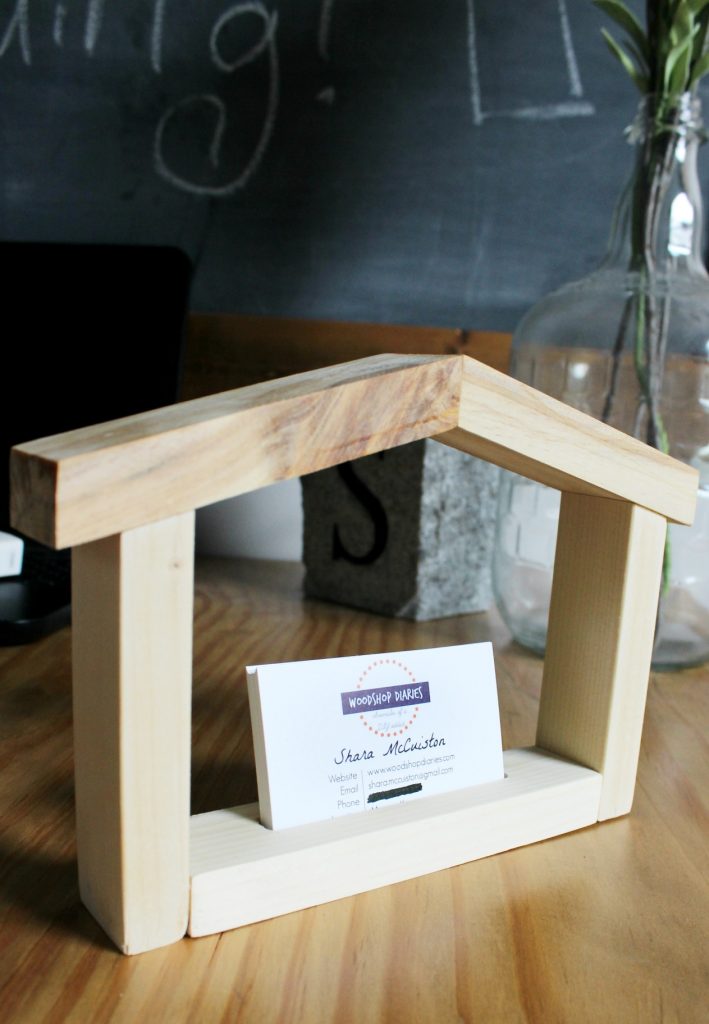 DIY House Shaped Business Card Holder from Scrap wood! Makes a great gift for real estate agent, interior decorator, designer, or even contractor!