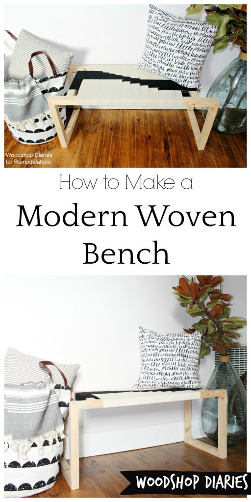 How to make your own DIY modern woven bench from just a few 2x2 boards and some twine! Get that modern boho look for cheap with this easy DIY tutorial!