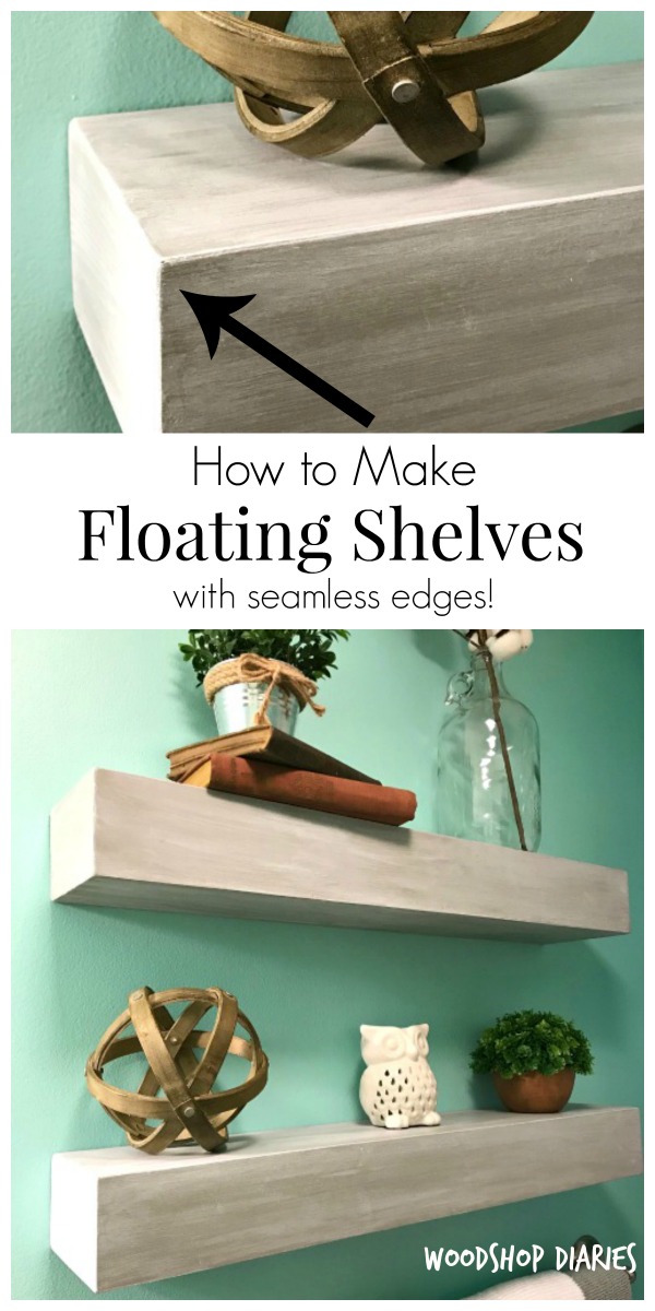 How to make seamless floating shelves collage pinterest image